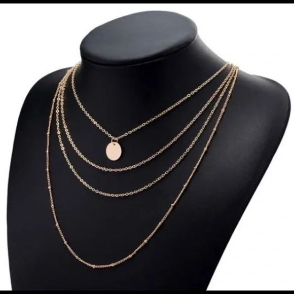 Boutique Multi-layered Coin Necklace Gold Color Simple Dainty Style - Picture 4 of 5